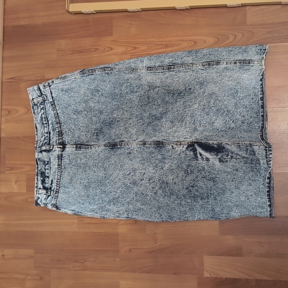 Vintage High Waisted Acid Wash Jean Denim Pencil Skirt Size Large / 12 - Picture 6 of 6